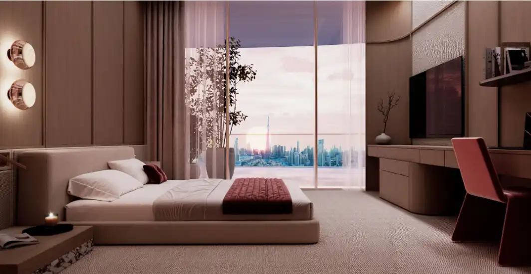 Contemporary apartment dining area with designer furniture and lighting