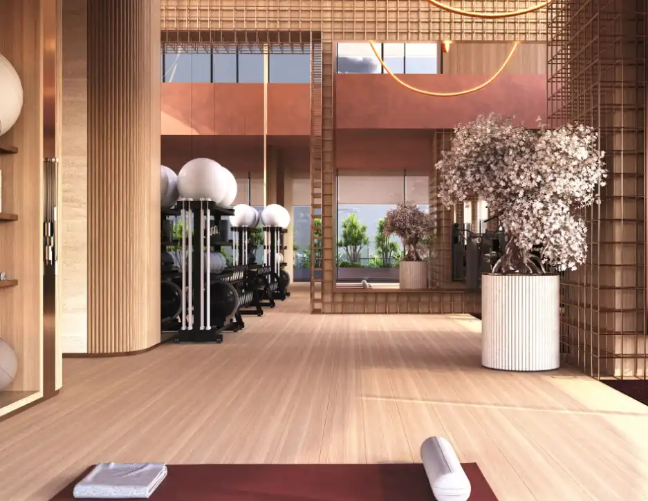 Open-plan apartment interior showcasing modern architecture and design